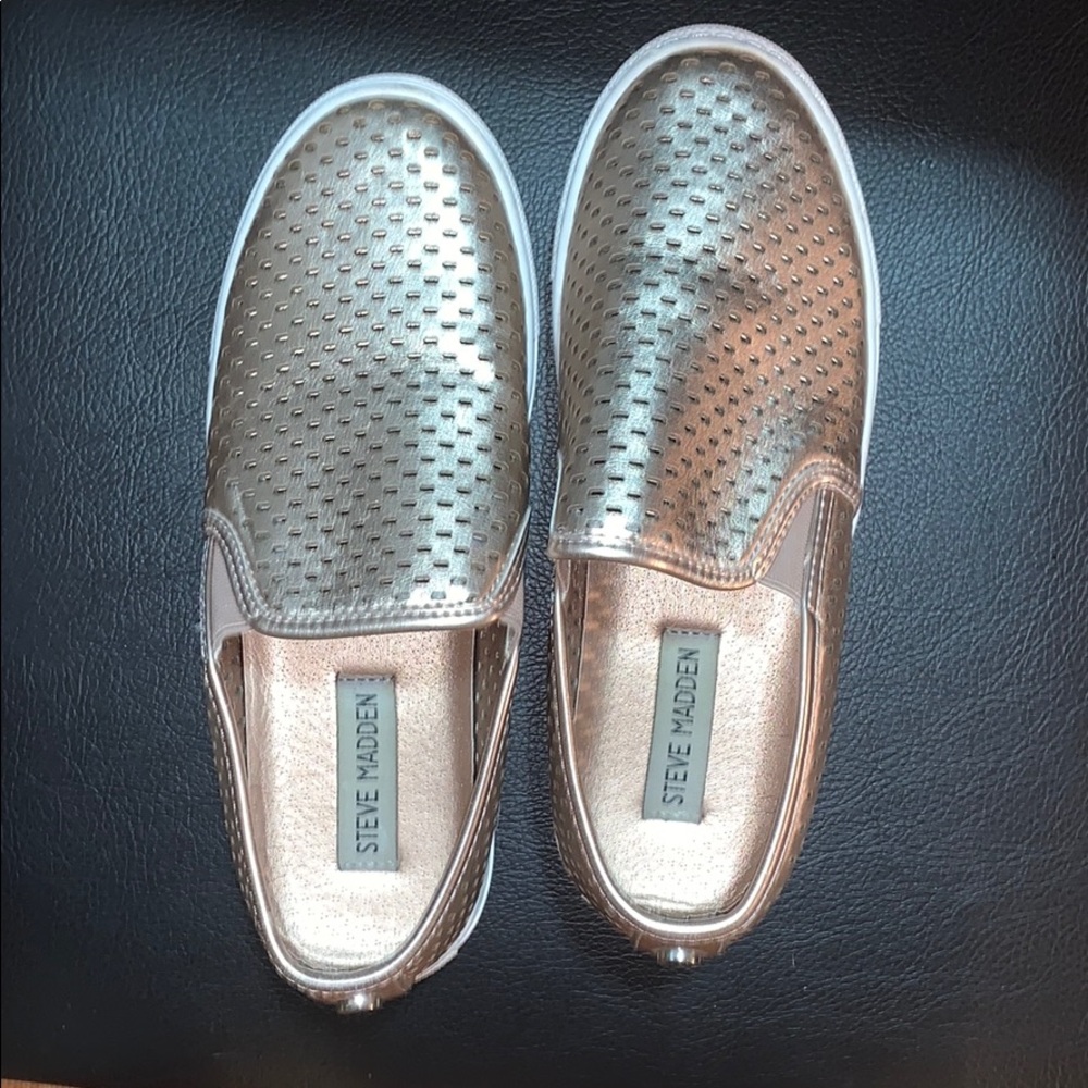 Rose Gold Steve Madden slip on sneaker